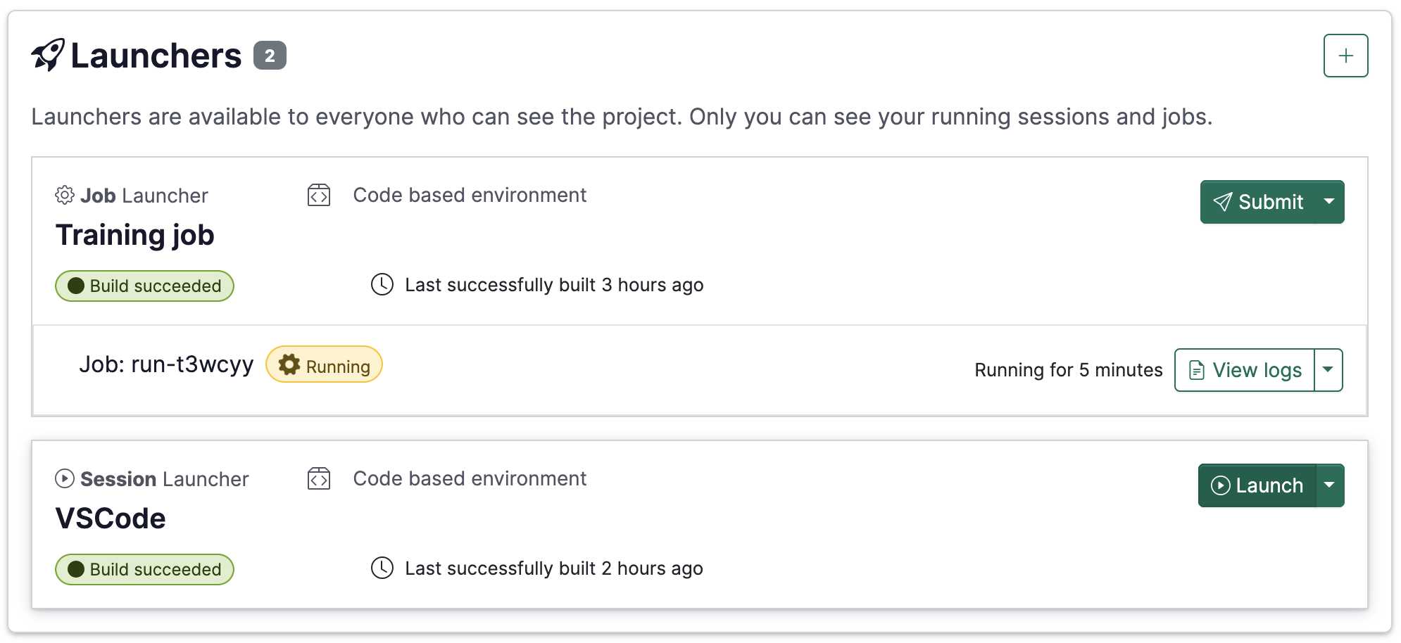 Project launchers